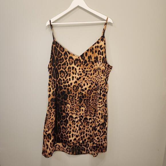 Nasty Gal Satin Slip Dress Cheetah Animal Print Fierce Sultry Glam - Size 22 - Picture 2 of 8